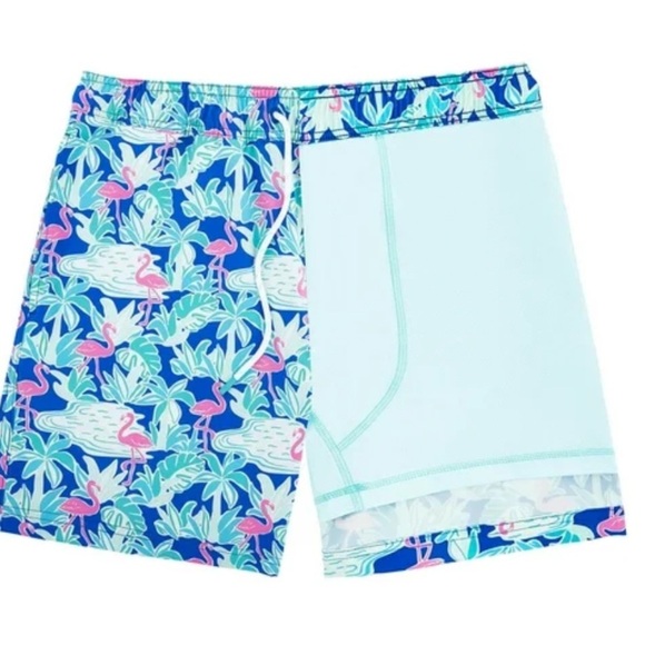 Men's Member’s Mark Resort Swim Trunk - Blue and Green 🦩 Flamingos Medium - Picture 7 of 10
